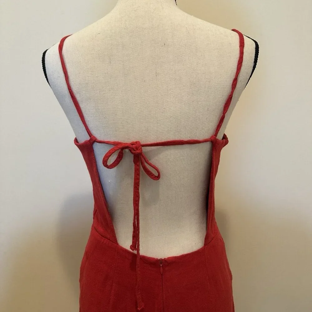 Oak + Fort Jumpsuit Women’s Medium Wide Leg Tie Back Mark On Ankle - Picture 4 of 16